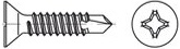 Šroub samovývrtný se zápustnou hlavou DIN 7504P ocel 4.8 x 45 gal. Zn phillips s křidélky