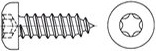Šroub do plechu s půlkulatou hlavou na TORX a špičatým koncem DIN 7981C ocel 4.2 x 6.5 gal. Zn torx